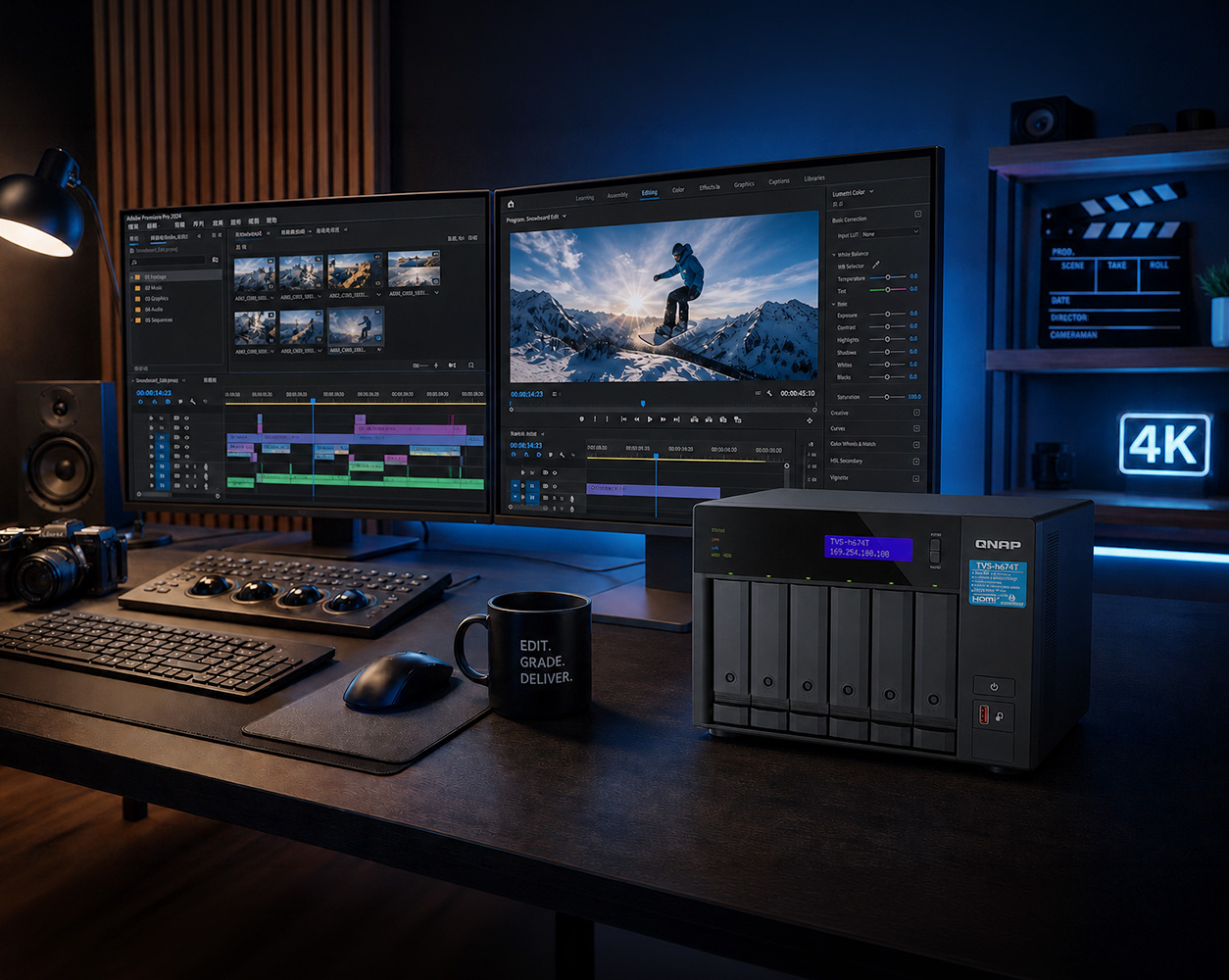 Profesionální 4K editační sestava s QNAP NAS