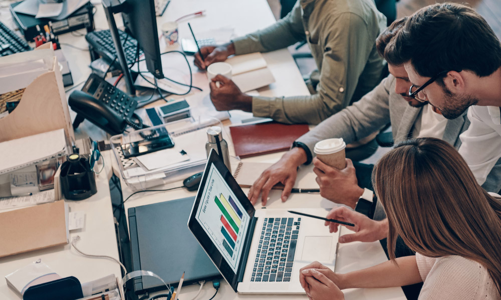 Office team using shared network storage