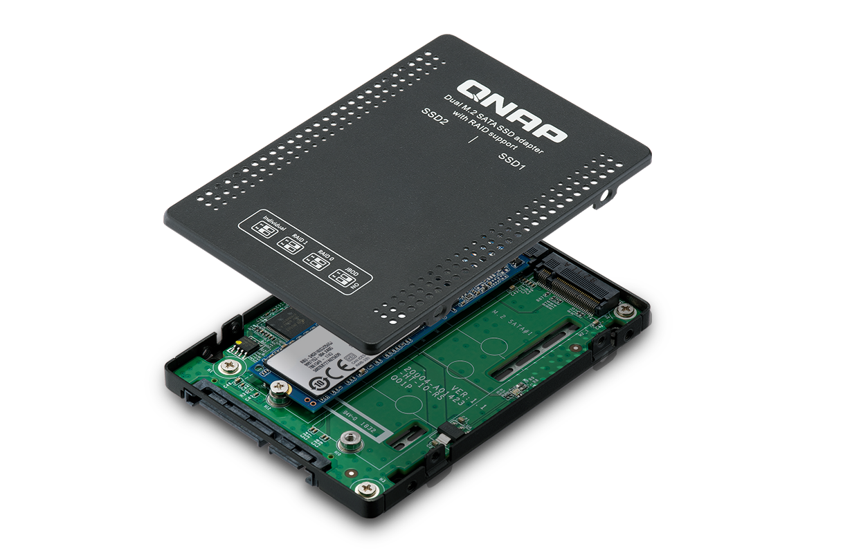 marionet punktum Harden QDA-A2MAR | Use two M.2 SATA SSDs in a single 2.5-inch SATA drive bay with  RAID support for PC and NAS | QNAP