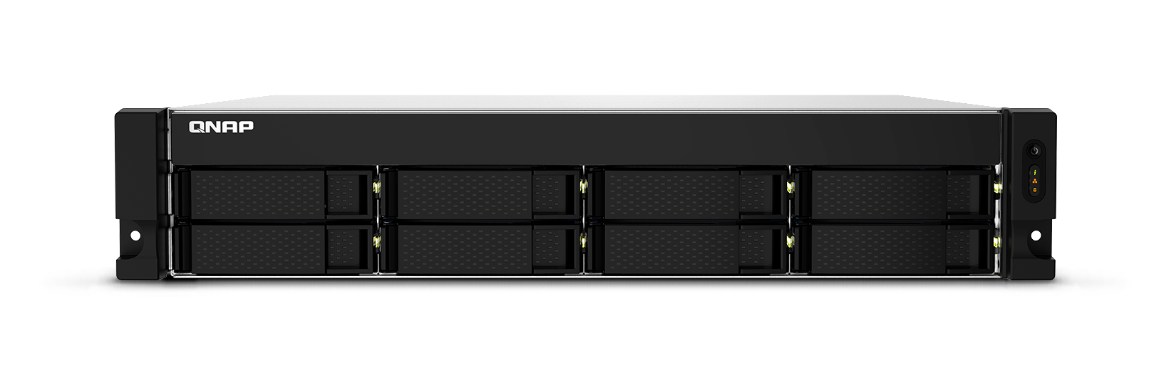 Qnap ts-832pxu-rp | 8 ležišč | 4gb ddr4 ram | 2x 10gbe sfp+ in 2x 2. 5gbe | redundantno napajanje | nas strežnik 1 Qnap ts-832pxu-rp 8-bay rackmount nas strežnik sprednji pogled