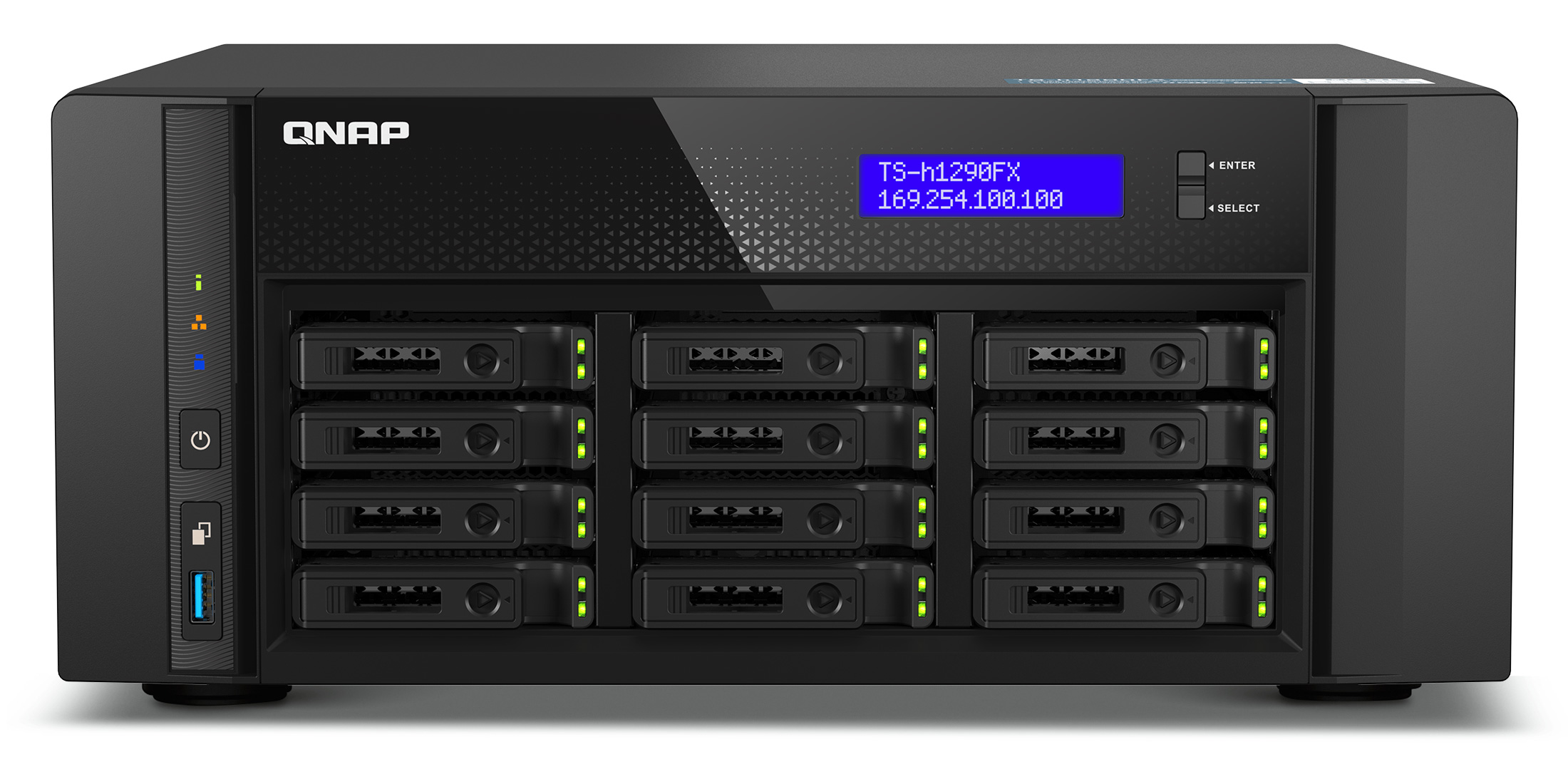 TS-h1290FX | Powerful 12-bay U.2 NVMe/ SATA all-flash NAS